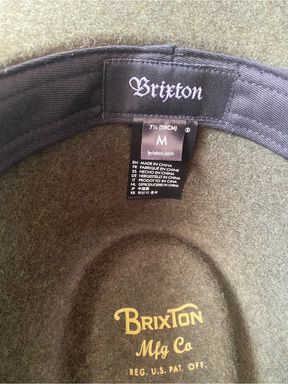 Brixton Wesley Fedora Moss Green W/ Leather Band Size 7 1/4